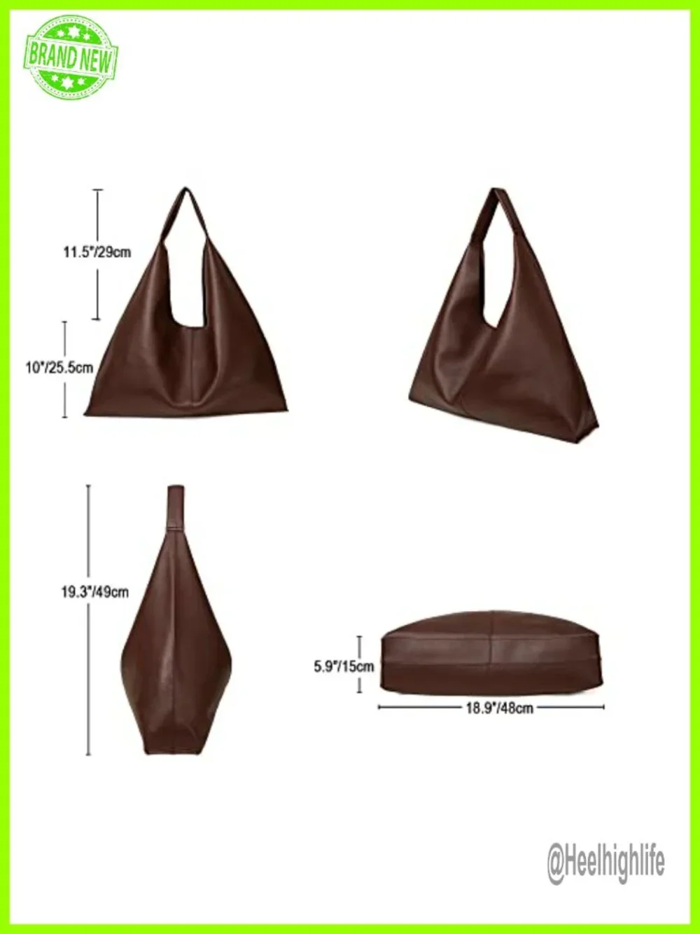 Large Vegan Leather Tote Bag Oversized Hobo Shoulder Bag Work Travel - Picture 3 of 6